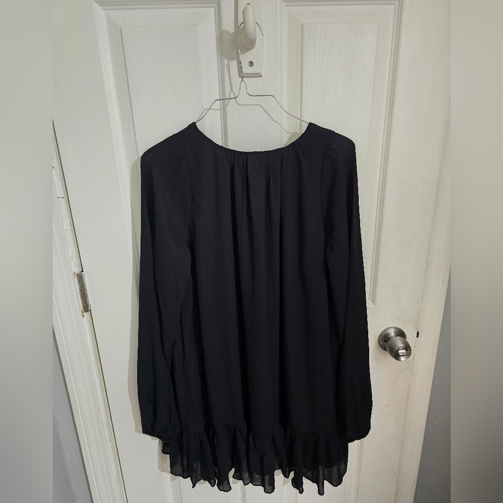 Abercrombie & Fitch NWT Womens Long Sleeve Ruffle Hem Dress Black Size XS PETITE